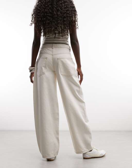 Daisy Street barrel jeans met lage taille in ecru, 2 van 5
