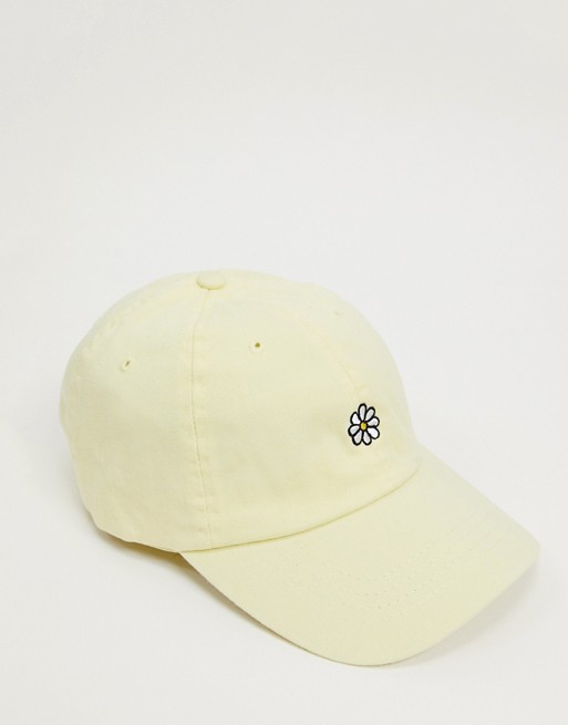 Daisy Street baseball cap in pastel with daisy embroidery