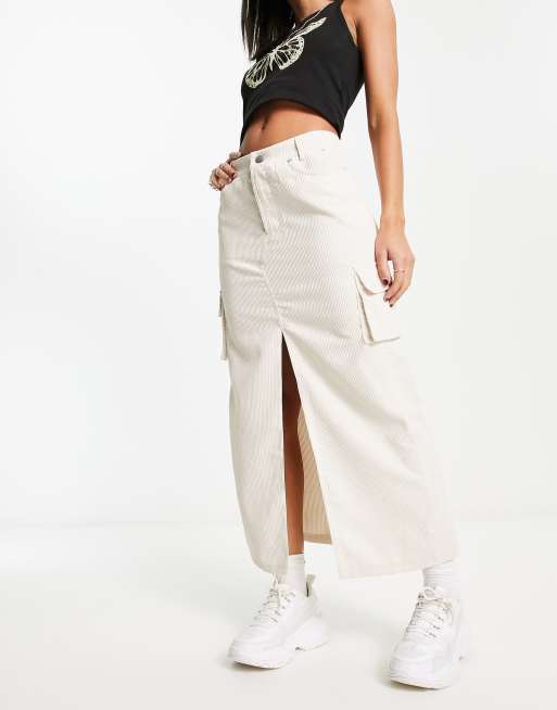 Daisy Street - Beige utility-maxinederdel i fløjl
