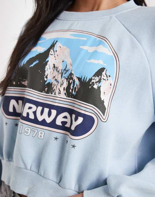 Daisy Street – Błękitna bluza z grafiką i napisem Norway, 3 z 4
