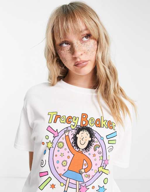Daisy Street – Biały T-shirt oversize z nadrukiem Tracy Beaker, 4 z 4