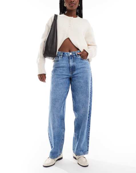 Daisy Street billy high rise barrel leg jeans in blue - view 1