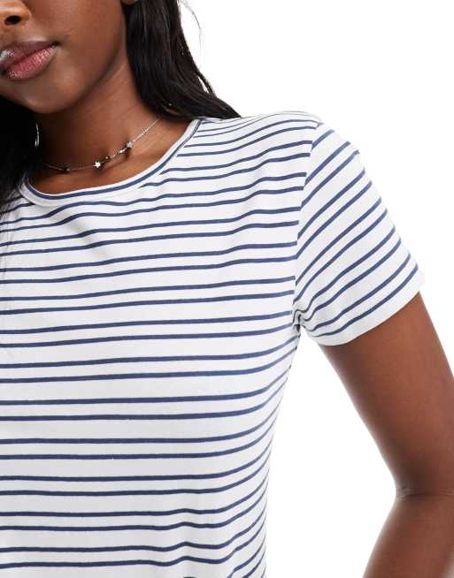 Daisy Street - Blå og hvid baby-T-shirt med striber, 2 af 4
