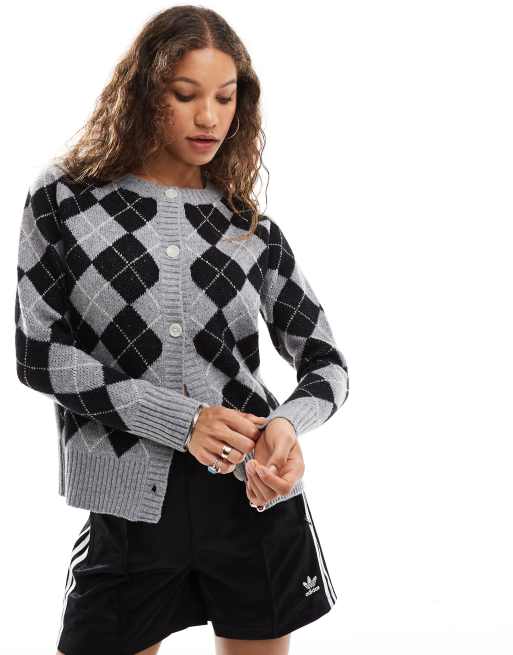Débardeur Daytrip Femme - Noir Gris Argyle - Poche & Gros Boutons - Taille S