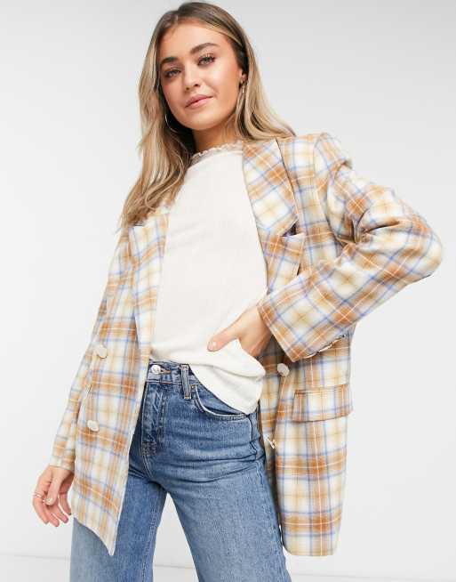 Daisy Street - Blazer décontracté d'ensemble à carreaux style vintage