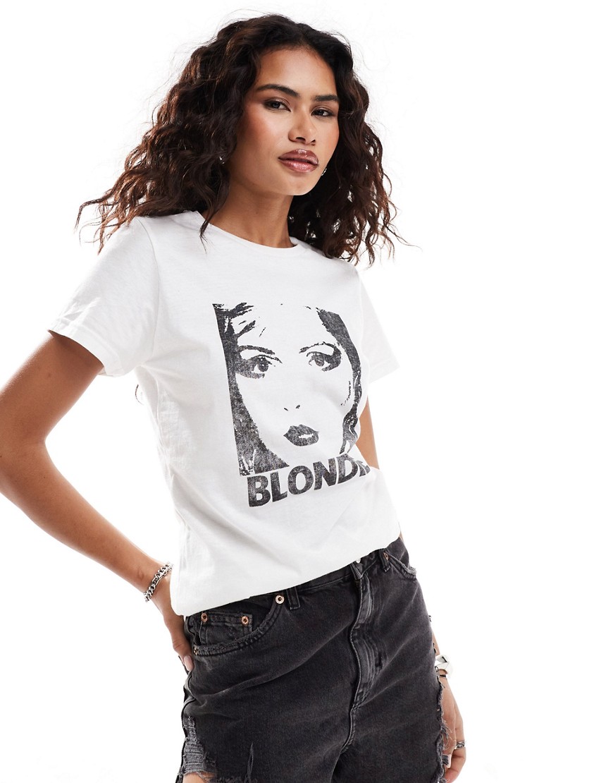 Daisy Street Blondie graphic shrunken fit t-shirt in white