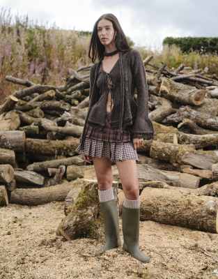 Daisy Street Boho Ruffle Cardigan With Flippy Hem In Black