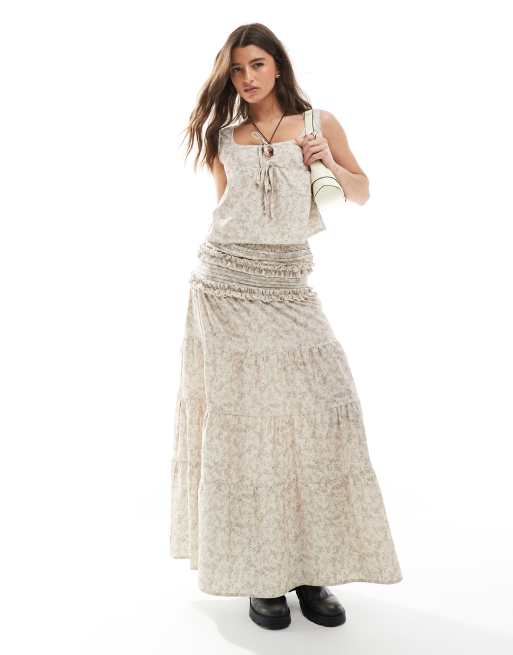 Daisy Street boho square tie neck top in ditsy floral - part of a set, 2 of 4