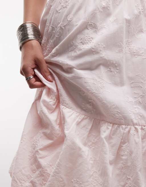 Daisy Street boho tiered maxi skirt in pink, 5 of 5