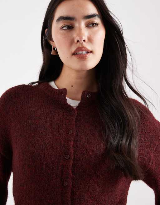 Daisy Street - Bordeaux cardigan med firkantet pasform, 3 af 4