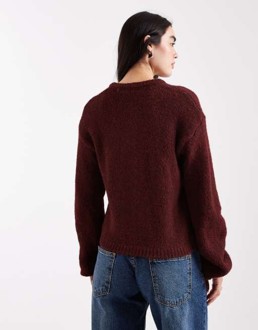 Daisy Street - Bordeaux cardigan med firkantet pasform, 4 af 4