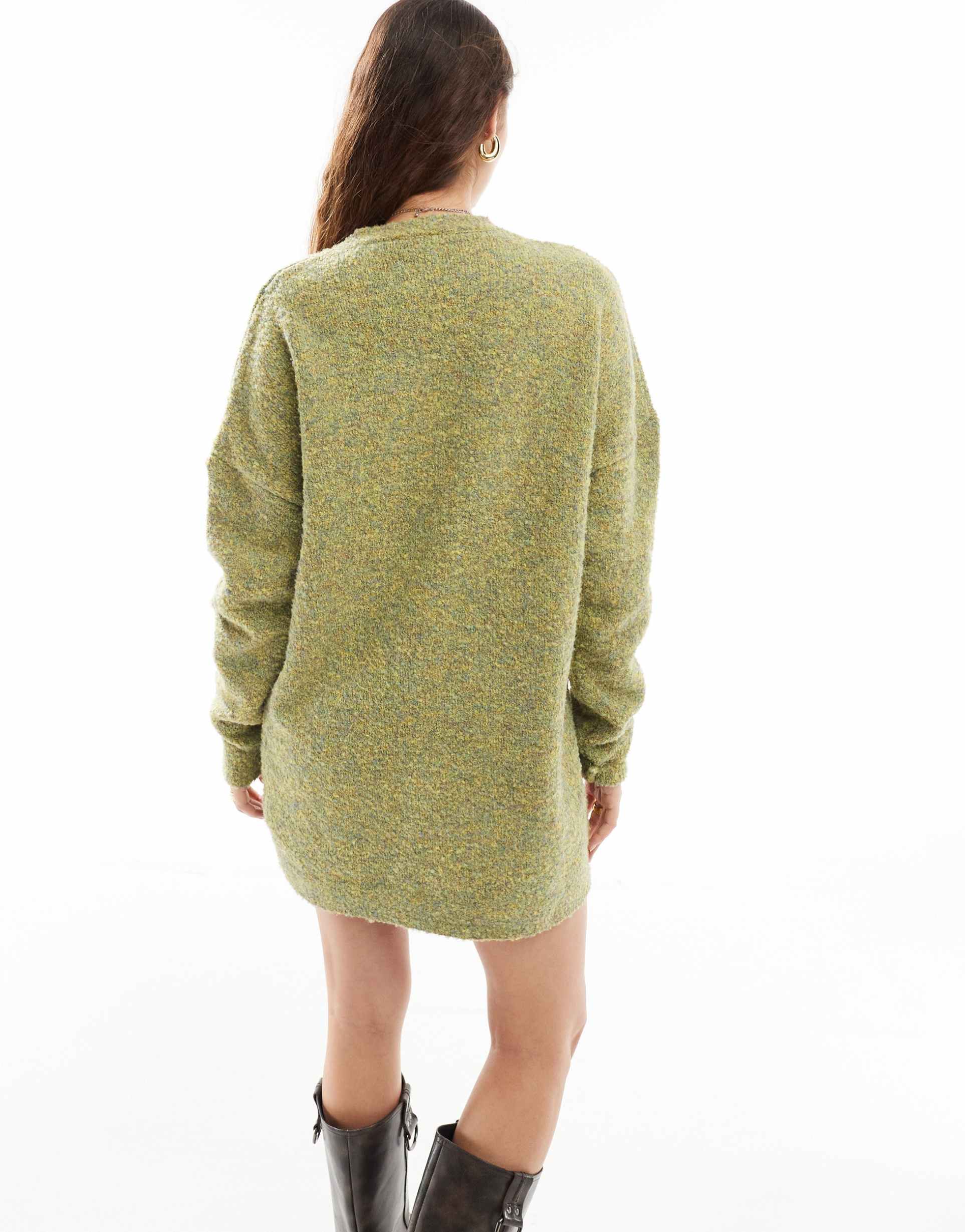 daisy street boucle slouchy mini dress in green