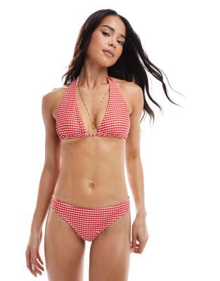 Daisy Street Daisy Street bow halterneck bikini in red gingham