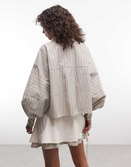 Daisy Street boxy crop shirt in multi stripe (part of a set), 2 of 4