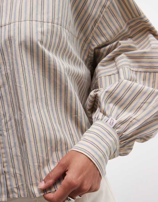 Daisy Street boxy crop shirt in multi stripe (part of a set), 4 of 4