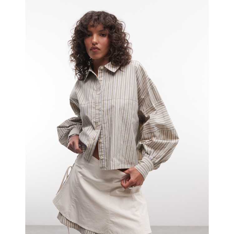 Daisy Street boxy crop shirt in multi striped print - part of a