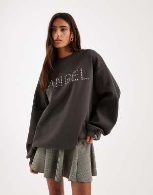 Daisy Street Boxy Sweatshirt With Angel Graphic In Black