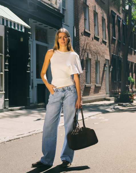 Daisy Street – Boyfriend-Jeans in Blau im Stil der 90er mit niedrigem Bund - view 1