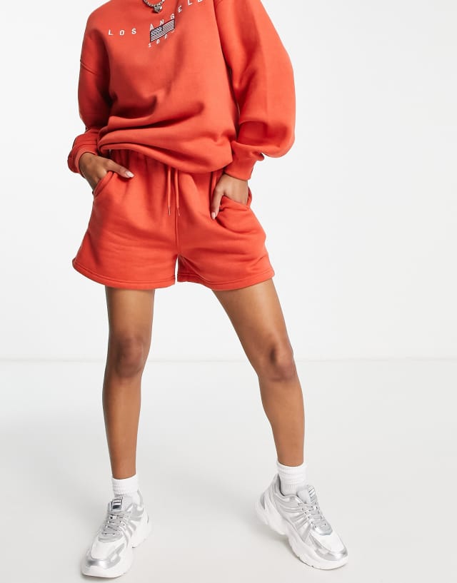 Daisy Street boyfriend style sweat shorts in orange - part of a set