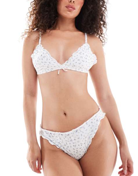 Daisy Street - Briefs med flæser og småblomstret print - view 1