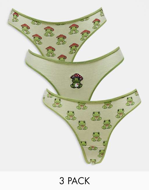 Daisy Street briefs multipack in cotton jersey with frog graphic