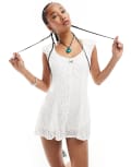 [Daisy Street] Daisy Street bubble lace flippy playsuit with rosette bust detail-White 16 White Lace