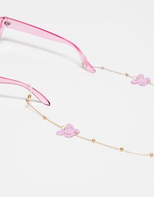 Daisy Street festival butterfly shape charm sunglasses chain in gold - MULTI