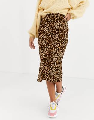 asos leopard print midi skirt