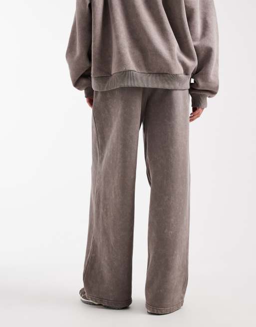 Daisy Street button heart wide leg joggers in grey co-ord, 5 of 5