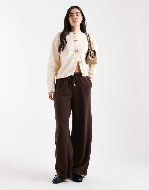 Daisy Street cable knit cardigan with brown toggles in cream, 2 of 4