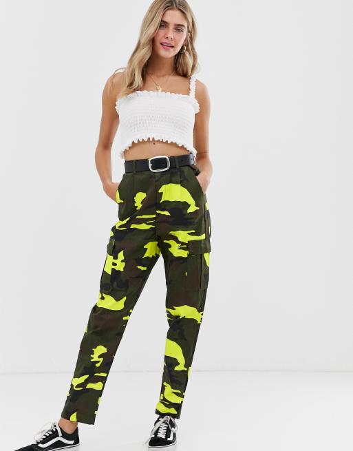 Yellow camo trousers store womens