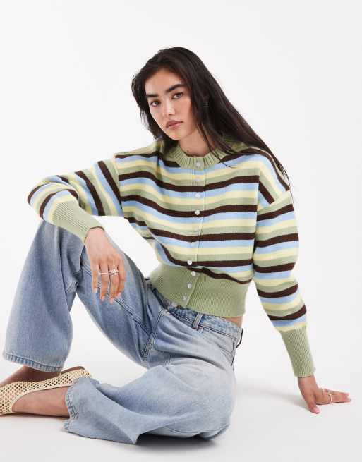 Daisy Street - Cardigan aderente in vita multicolore a righe