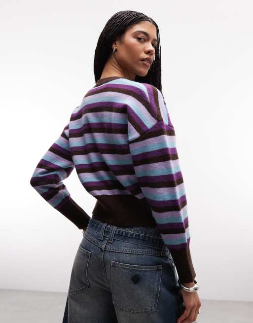 Daisy Street - Cardigan aderente in vita multicolore a righe, 4 di 4