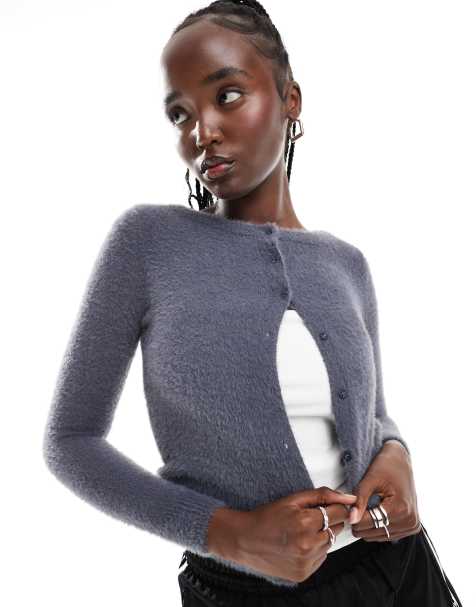 Daisy Street - Cardigan corto in maglia soffice color antracite - view 1