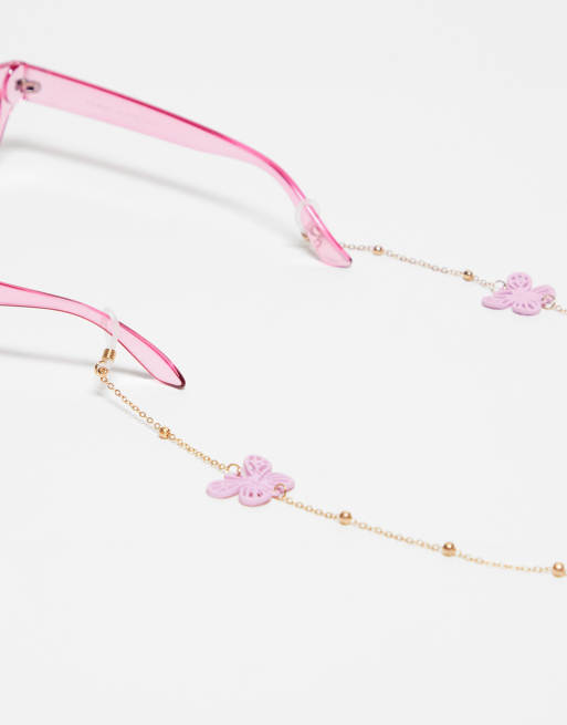 Daisy Street - Catenina per occhiali da sole da festival color oro con charm a forma di farfalla
