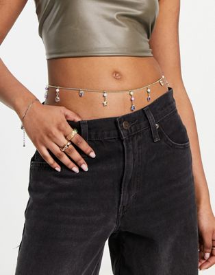Daisy Street festival charm beaded belly chain in gold - GOLD