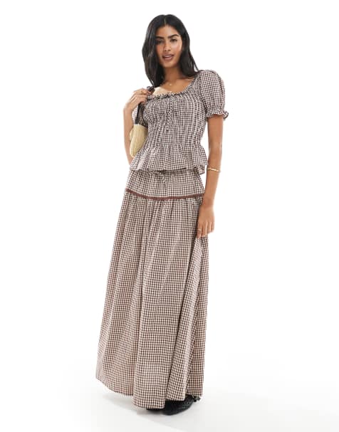 Daisy Street check co-ord in brown - view 1