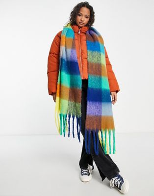 Daisy Street check scarf in bright colours