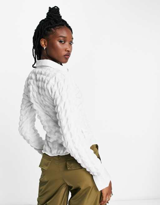 Daisy Street - Chemise cintrée style années 90 à bulles - Blanc, 2 de 4