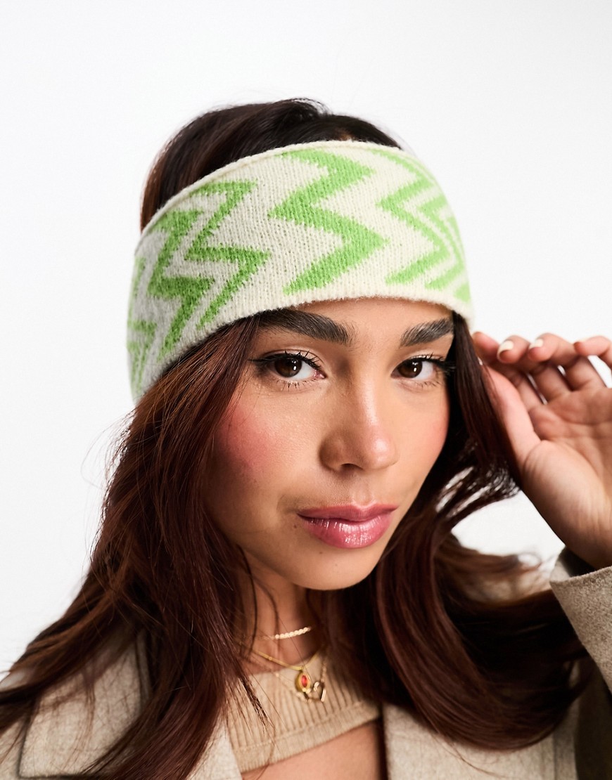 chevron knitted headband in green