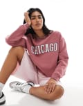 [Daisy Street] Daisy Street Chicago graphic sweatshirt in mauve-Pink 8 Mauve