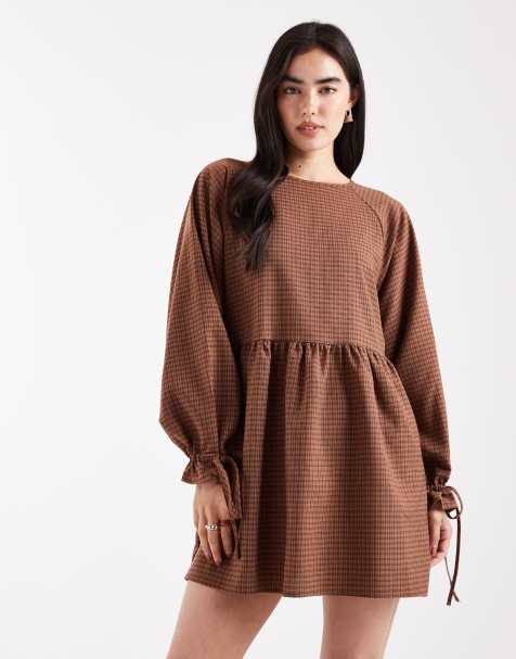 Daisy Street chuck on smock mini dress in red check - view 1