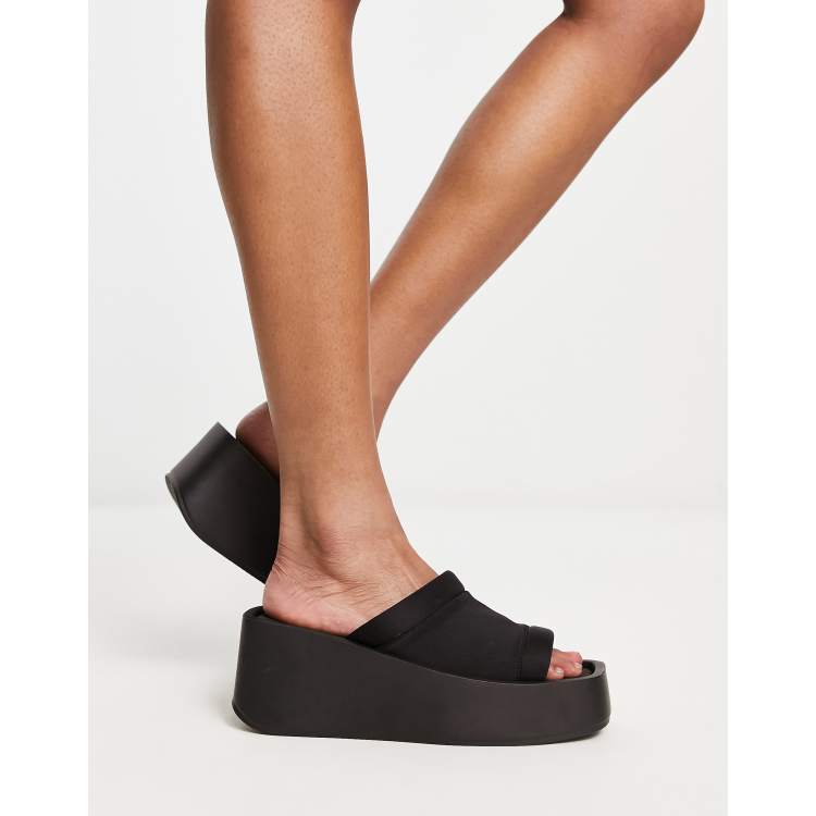 Black platform online slippers