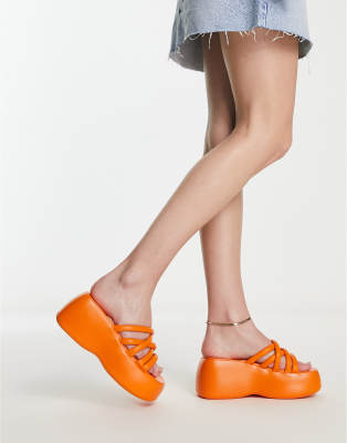 Daisy Street Chunky Sole Strappy Sandals In Orange