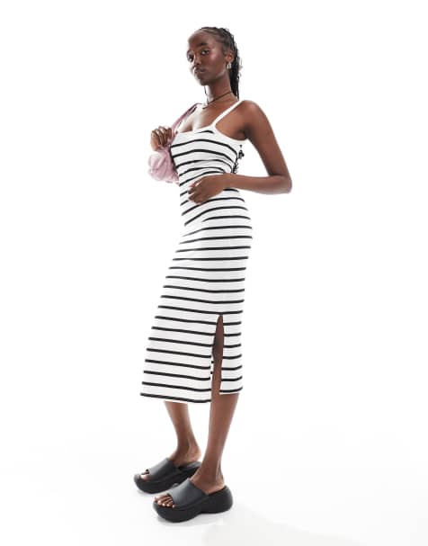 Daisy Street chunky strap midaxi stripe with split - view 1