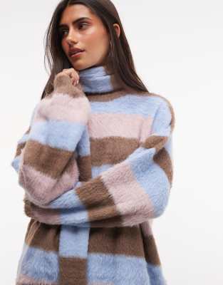 Daisy Street Chunky Sweater With Matching Scarf In Multi