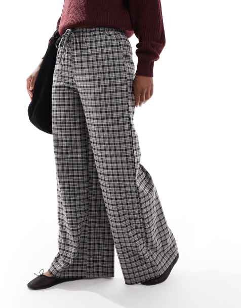 Daisy Street baggy fit pull on trousers in dark check