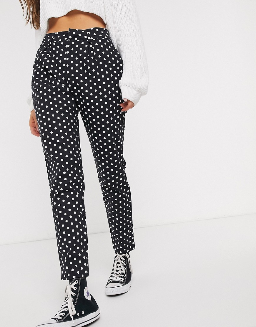 Daisy Street cigarette trousers in polka dot-Black
