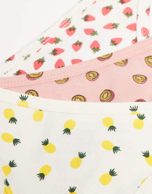 Daisy Street - Confezione da 3 slip con stampa di frutti multicolore , 2 di 3