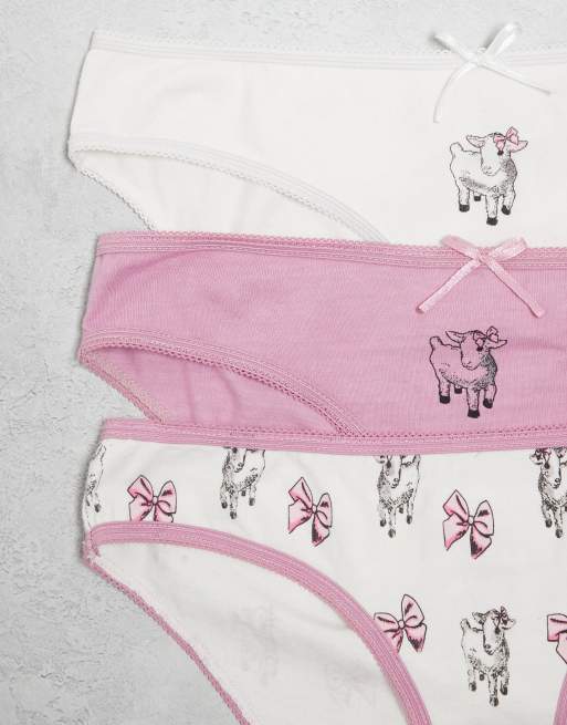 Daisy Street - Confezione multipack di slip con stampa e finiture in pizzo, 4 di 4